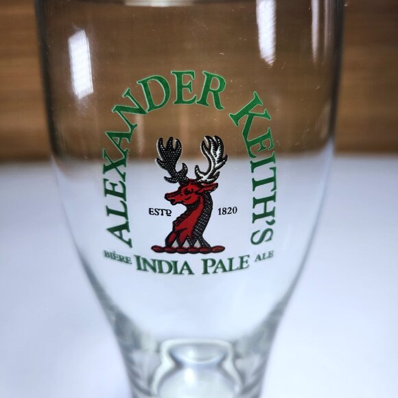 Alexander Keith's India Pale Ale Pint Beer Glass Green Lettering 6.5" Tall - Picture 2 of 6